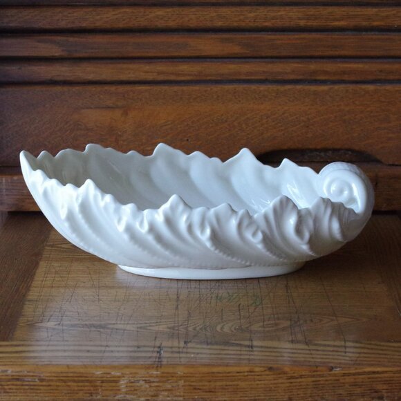 Lenox Green Mark 9" Shell Bowl Porcelain Console Bowl Acanthus Leaf Serving Bowl - Picture 2 of 5